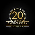 20 years anniversary logo. 20th Birthday celebration icon. Party invitation, Jubilee celebrating emblem or banner. Vector illustra